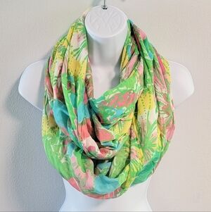 Lilly Pulitzer Tropical Resort Floral Print Infinity Loop Scarf Preppy Green